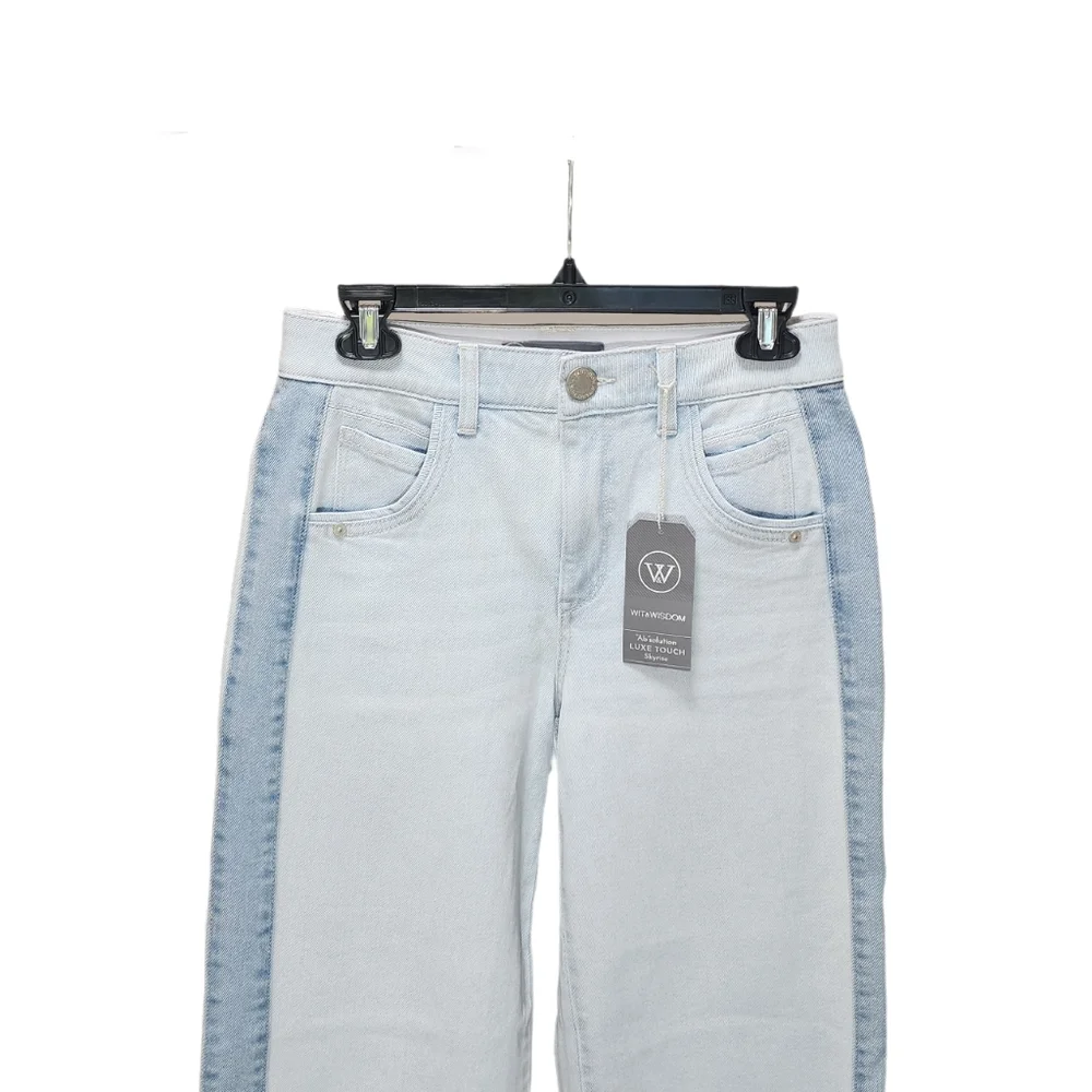 Wit & Wisdom Jeans Relaxed Straight Leg Cropped Fray Hem Skyrise Ab Solution 4